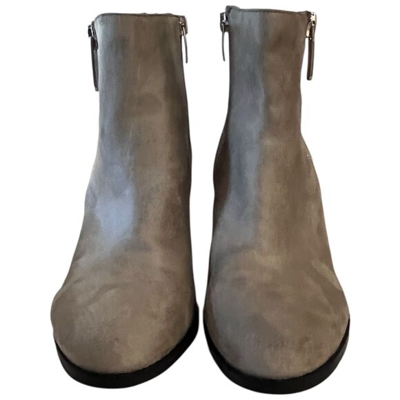 Nine West Neva2 Ankle Boot Gray/Taupe Suede 3”Heel Size 7M Double Zippers - Picture 5 of 11